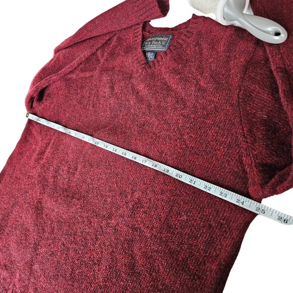 Abercrombie & Fitch Men's Maroon Wool V neck Pullover Sweater size XL - Picture 8 of 9
